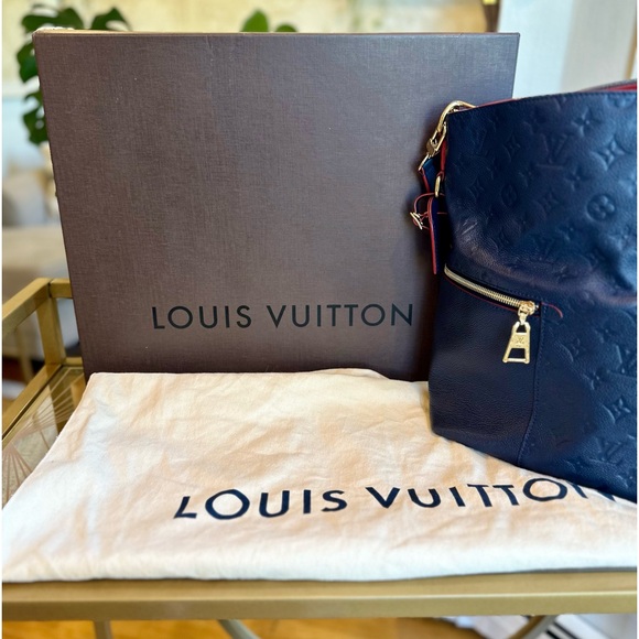 Louis Vuitton Authentic Leather Melie M. Emp. Marine Rouge Navy Blue & Red Bag - Picture 4 of 14